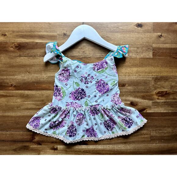 NEW SweetHoney Maddi Tankini Swimsuit Bedhead Hydrangea Purple Green Floral 5 - Picture 2 of 9